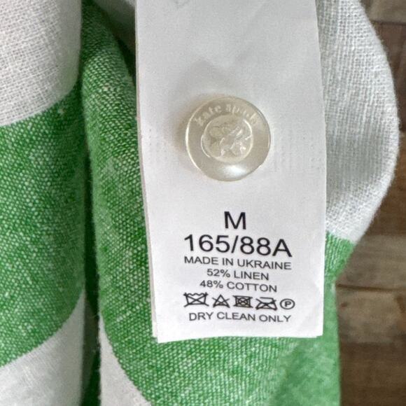 Kate Spade Awning Stripe Pom-Pom Tunic Dress Crop Sleeve White Green SZ Medium - Picture 12 of 14